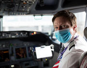 Southwest Airlines pilot with mask