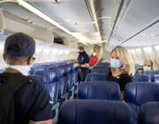 Southwest Airlines flight attendant and passengers