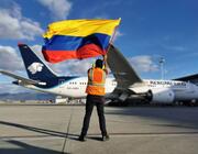 Bogota Airport with Colombian flag