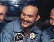Michael Collins (center) with crewmates Neil Armstrong (left) and Edwin “Buzz” Aldrin (right)