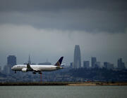 United Airlines plane landing at SFO