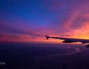 Delta Air Lines wing sunset 
