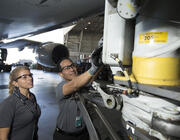 American Airlines maintenance checking aircraft