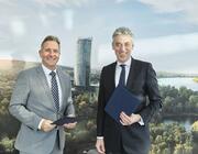 Thorsten Lange Neste EVP of renewable aviation, and Frank Appel CEO of Deutsche Post DHL Group