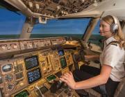 pilot at flight controls