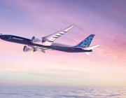 Boeing 777-8F cargo aircraft in flight