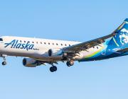 alaska airlines E175 aircraft in flight