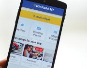 mobile phone displaying ryanair app