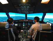 French pilots in Airbus aircraft simulator