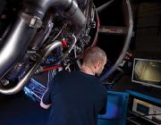 aerospace technician using endoscopy camera