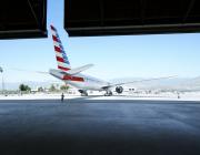 American Airlines Boeing 777 outside hangar