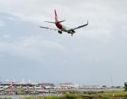 Qantas jet landing at Sydney Airport