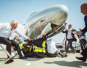 climate activists near private jet