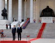 Mongolia's President Ukhnaagiin Khurelsukh and France's President Emmanuel Macron
