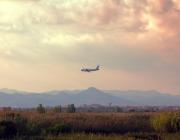 airplane over Barcelona