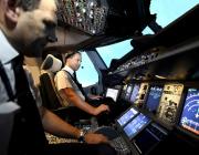 British Airways pilots in flight simulator
