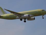 The SJ-100 green prototype during its first flight