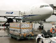 ANA cargo plane unloading at Tokyo Narita Airport