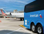 Landline bus on tarmac