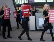 UA flight attendants picketing at Dulles July 2023