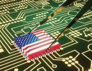 Drawing of microchip with US flag