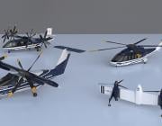Four Sikorsky aircraft models on display