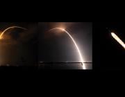 three side-by-side images of SpaceX night launches