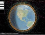 View of data points surrounding Earth from space