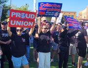 Machinist-represented workers at Textron Aviation hold a solidarity rally as a vote on a new contract offer nears.