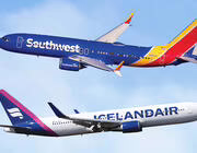 Southwest Airlines aircraft (top) and Icelandair aircraft