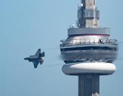 Lockheed Martin F-35 flies past control tower