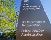 A sign at the entrance of the FAA headquarters
