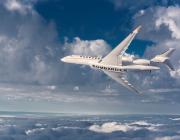 Rendering of a Global 8000 banking in the sky