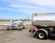 A UL94 refueler supplies unleaded fuel at Centennial Airport. 