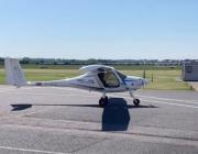 The 4Air-operated Velis Electro taxiing at Cambridge Airport May 12.