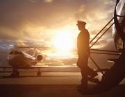Pilot and aircraft sunset