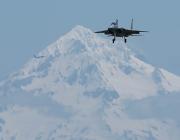 F-15 EX Eagle II with Mount Hood in the background