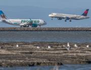 Frontier Airlines and Delta Air Lines aircraft 