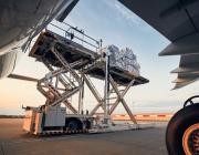 unloading cargo from an airplane