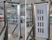 AmSafe Installed Physical Secondary Barrier with curtain pulled back (left) and drawn