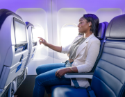 United Airlines passenger in the airplane's cabin
