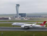 Turkish Airlines airplane on runway at Istanbul airport