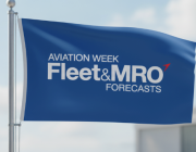 A blue Aviation Week Fleet and MRO Forecasts flag 