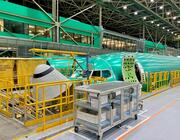 Boeing fuselages and aircraft at a factory