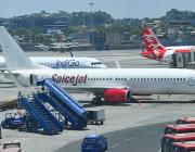 SpiceJet, IndiGo and Air Asia aircraft on runway