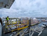 Samaritan’s Purse relief workers load a Boeing 757 Oct. 30 with supplies for Jamaica. 