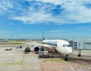 Changi Airport with Singapore Airlines airplane