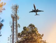 5G cell tower with airplane