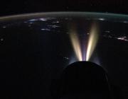 The Draco thrusters of the SpaceX Dragon cargo spacecraft are seen firing during a demonstration of its ability to reboost the International Space Station’s orbit on Sept. 26, 2025.