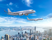 concept image of CALC aircraft flying over a city